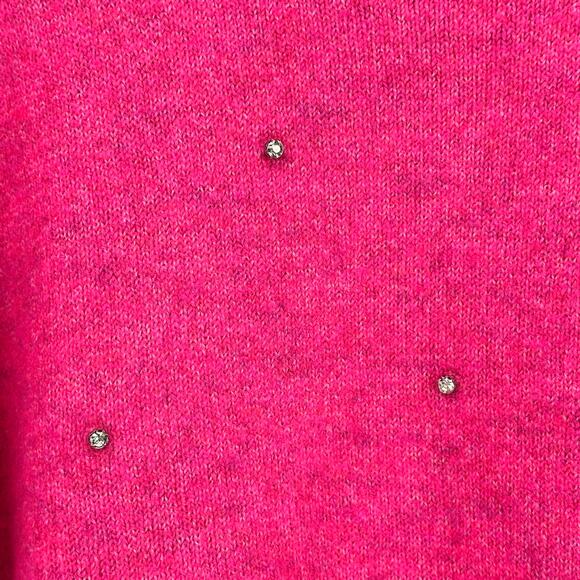CeCe Studded Rhinestone Pullover Sweater Plus Size 3X Hot Pink Drop Shoulder - Picture 4 of 7